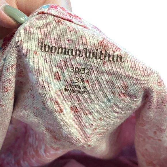 Woman Within Pink Floral Plus Size Short Sleeve Tee. - Picture 6 of 7